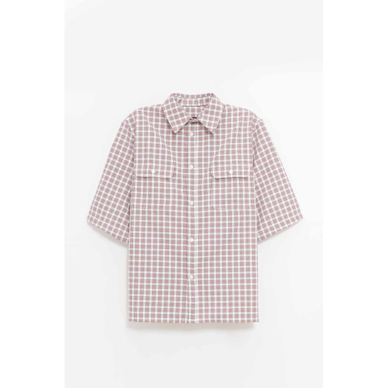 WILLY CHAVARRIA RED WHITE PICNIC PLAID SS CORCORAN SHIRT